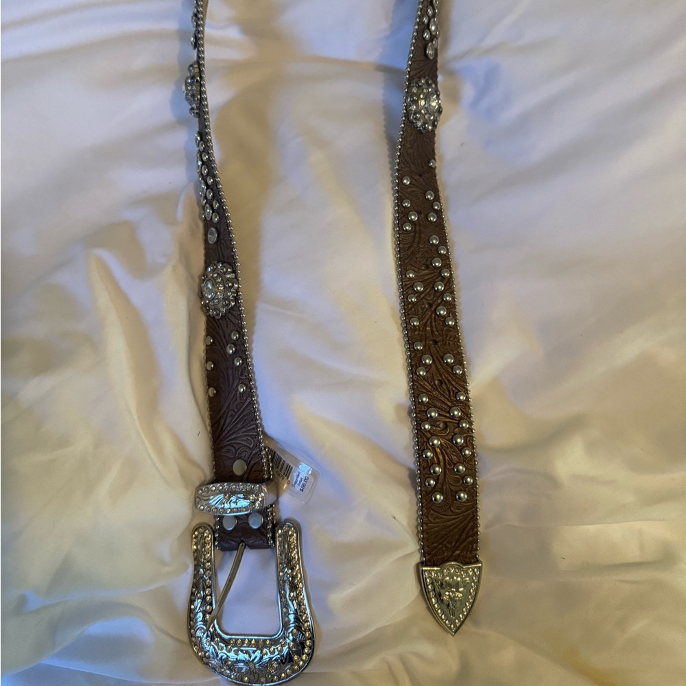 Elegant Brown Embellished Women's Belt